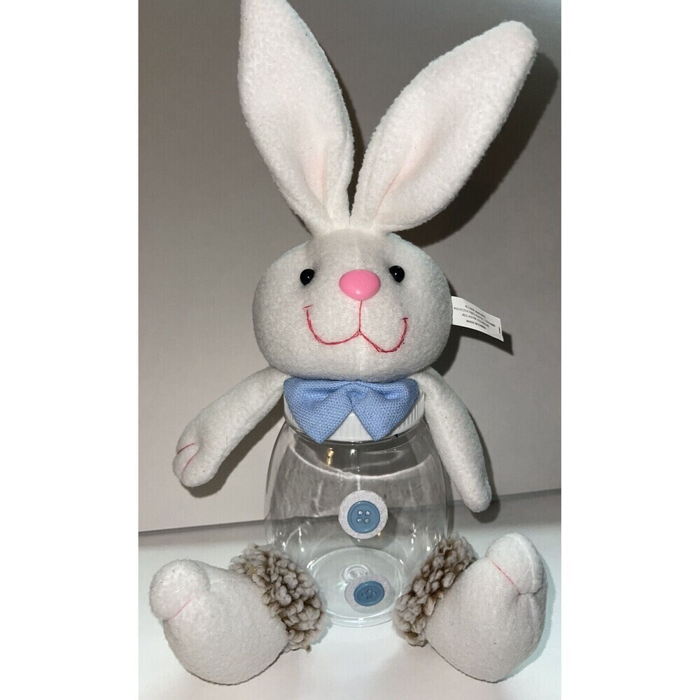 Bunny Blue Candle or Candy Holder with flowers New Easter
